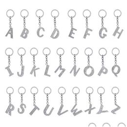 Keychains Lanyards Crystal Rhinestone Keyring Key Holder Purse Bag For Car Fashion Cute Gift 26 English Letters Chain Creative Zinc Al Dhhmp