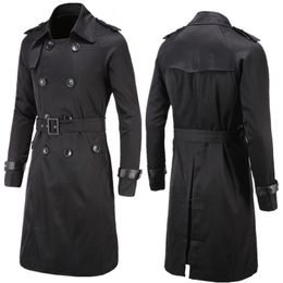 Men' Blends Mens Spring Autumn Windbreak Overcoat Long Trench Coats with Belt Male Pea Coat Double Breasted Peacoat W03 230912