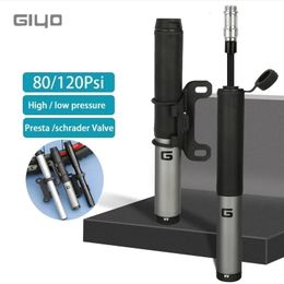 Bike Pumps Giyo 120psi Portable Bicycle Pump Hidden Hose Design Mini Bike Tyre Inflator MTB Road Bike Schrader Presta Hand Air Pump 230911