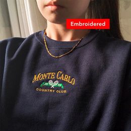 Women's Hoodies Sweatshirts Monte Carlo Country Clubs Letters Embroidery Printing Vintage Sweatshirts Unisex Crewneck Loose Thick Fleece Autumn Pullover 230911