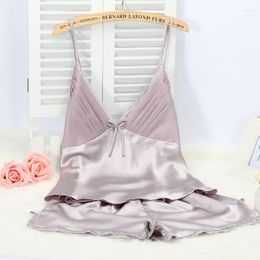 Women's Sleepwear Sexy Lace Pyjamas Set Intimate Lingerie Summer Women Strap Top&shorts Sleep Suit Silky Satin Pyjamas PJS Homewear