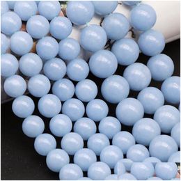 Loose Gemstones Rare Natural Blue Angel Diy Jewellery Making Beads 4Mm 6Mm 8Mm 10Mm 5 Strands/Lot For Bracelet Necklace Ready Dhgarden Dhcm7