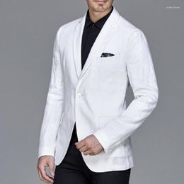 Men's Suits Spring Summer Fashion Handsome White Blazer With Black Pants Men For Wedding Dress Party Groomsmen Male Clothing