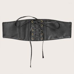 Belts Sexy Lace Wide Up Corset Black Waist Belt Underbust Bustier
