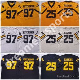 97 Aidan Hutchinson Football Jersey 25 Hassan Haskins Michigan Wolverines Mens College Football Jerseys Stitched Blue Yellow White