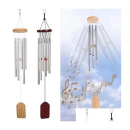 Pendants Wind Chimes Antique Solid Wood Metal Aluminium 6 Tube Windchime Pendant Chapel Bells Home Ornament Aeolian Drop Delivery Gar Otj5H