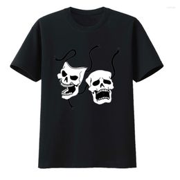 Men's T Shirts Two Mask Skeleton Cotton T-shirts Short Sleeve Tee Men Y2k T-shirt Kpop Cool Pattern Casual Street Fashion Mens Clothes