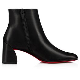 Luxury Women Ankle Boots Fashion Turela 55 mm High Heels Italy Slim Lady Black Suede Leather Pumps Wedding Party Booty Dress Shoes Coarse Heel Short Booties Box EU 35-43