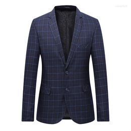 Men's Suits 2023 High Quality Men Blazer Fashion Plus Size Coat Casual Plaid Stripe Jacket Long Sleeve Business Suit