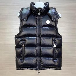 New Mens Designer Down Vests Womens hooded Vest Jackets Chest Embroidered Badge Warm Outerwear Winter Coats195G