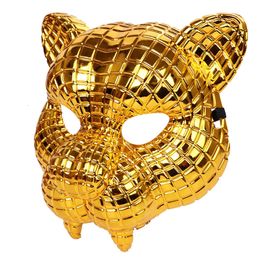 Party Masks 20CM Golden Leopard Mask Halloween Tiger Adult Party Performance Costume Prop Mask For Man Cosplay 230912