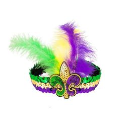 Party Decoration Carnival Sequins Hair-Band Feather Headwear Hair Band Cross Border Yeren Factory Wholesale Headdress Drop Delivery Dh1My