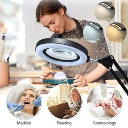 Magnifying Glasses 8X Illuminated Magnifier USB 3 Colours 64 LED Magnifying Glass for Soldering Iron Repair/Table Lamp/Skincare Beauty Tool 230912