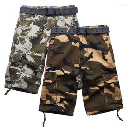 Men's Shorts Mens Belted Cargo Cotton Baggy Camouflage Cropped Pants