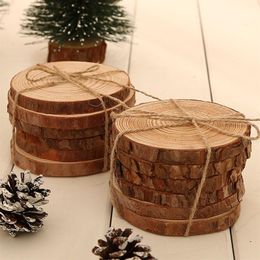 6pcs lot Pine Wooden Chips Cut Pieces Wood Log Sheet Rustic Wedding Decor Party Centrepieces Vintage Country Style Y0228288c