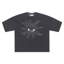 Men's T-Shirts Truth Eye Foaming Print Tees High Street Vibe Washed Short Sleeve T-shirt