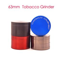 Colorful 4layer 63mm CRUSHER Metal Grinder Zinc Alloy Herb Grinders smoking Accessory cnc teeth filter net dry meatal herb tobacco grinder CUSTOM LOGO