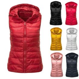 Womens Warm Vest Hooded Cotton Padded Autumn And Winter Large Slim Fit Clothes