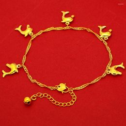 Anklets Dolphin Design Women Anklet Chain Fashion Foot 18k Yellow Gold Filled Lovely Summer Beach Jewellery Gift