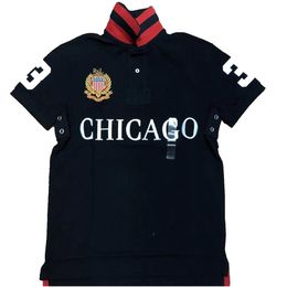 Men's Polos Trendy City Name Badge Chicago Short Sleeve Shirt Men's T-Shirt247c