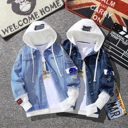 Men's Jackets Hip Hop Hooded Jean Male Casual Outerwear Autumn Winter Fashion Slim Fit Coat Men Denim Jacket Streetwear 230911