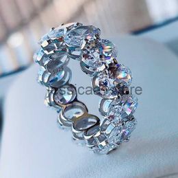 Band Rings 925 SILVER PAVE SETTING FULL SQUARE Simulated Diamond CZ ETERNITY BAND ENGAGEMENT WEDDING Stone Rings Size 5 6 7 8 9 Y0723 J230912