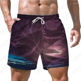 Men's Shorts 2023 Summer Selling Beach Pants Sky View 3D Print Hawaiian Style Large Drawstring Home