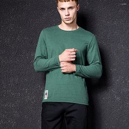 Men's T Shirts Vomint Solid Colour T-shirt Multi-Color Washing Knitted Male Autumn Winter Cotton Long Sleeve Top