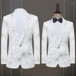 Men's Suits 2023 Men White Sequined Suit Jacket Stage Performance And Show Host Studio