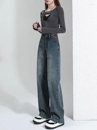 Women's Jeans Wide Leg Pants Retro Straight Summer Thin 2023 High Waisted Loose Fitting Slim Mop