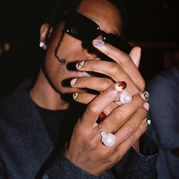 ASAP rocky natural pearl ring for men and women hip hop ring end ring fashion accessories Pearl Rings275S