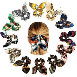 Hair Accessories Bohemian Print Bowknot Elastic Band For Women Girls Floral Colour Scrunchies Headband Hairs Ties Ponytail Holder Wit Dhabz