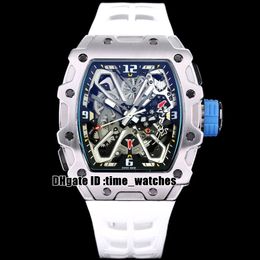 New 35-03 Automatic Mens Watch Steel Case Skeleton Dial White Rubber strap Gents Wristwatches