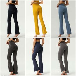 Lu Align Lu Yoga Woman Mini Flared Pant Stretch Fitness Bell Bottoms Trousers Girl Exercise High Rise Loose Fitting Yogas Pants Tight Flared Define Fashion