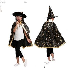 Party Hats Halloween Costumes With Satin Corners And For Children Boys Wizards Girls Witches Role-Playing Parties Childrens Drop Deliv Dh342