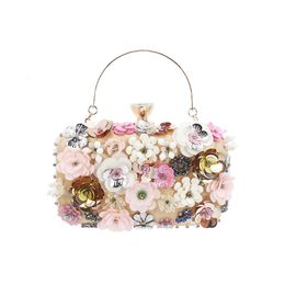 Cosmetic Bags Cases Embroidery Bag Flower Evening for Women Glitter Diamond 's Purses Bead Designer Handbag Clutch Luxury Pearl Sparkle 230912