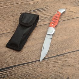 Top Quality G5574 Pocket Folding Knife 9Cr13Mov Satin Blade Cow Bone Handle Outdoor Camping Hiking EDC Pocket Folder Knives with Nylon Bag