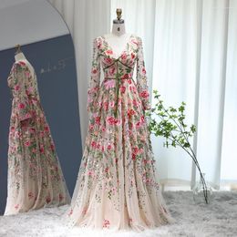 Casual Dresses Jancember Colorful Embroidery Long Evening Gown Garden Floral Tulle A-Line Formal Prom Dress For Women Wedding Party LSCZ20