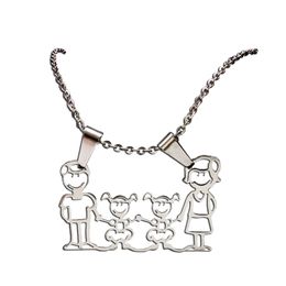 Girls Boy Children Statement Stainless Steel Family Necklaces Mama Pendants Necklace Christmas Gifts For Women Jewelry N329S01