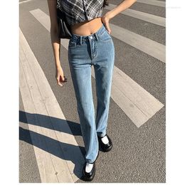 Women's Jeans Live S Baby Blue Trousers Straight Tube Spring And Autumn Show Thin High Waist 2023 Nine Part Loose