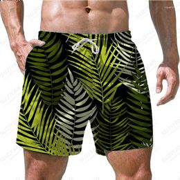 Men's Shorts 2023 Summer Beach Hawaiian Leisure Sports 3D Printed Quick Breathable Extra Large Leaf Pattern
