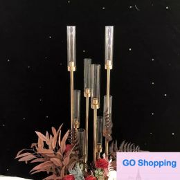 Fashion Metal Candlesticks Flower Vases Candle Holders Wedding Table Centerpieces Candelabra Pillar Stands Party Decor Road Lead