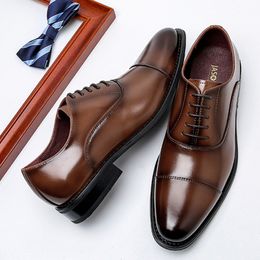 Dress Shoes Man Split Leather Shoes Rubber Sole Man Business Office Male Dress Lether Shoes Genuine Leather Wedding Party Shoes Plus 48 230912