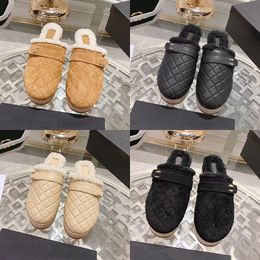 2023 Designer Womens Bedroom Home wool Slides slippers Classic Luxury Fur Fluffy Furry Warm letters Sandals Autumn Winter lady Slides High-heeled slipper sizes 35-40
