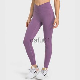 Active Pants Womens Yoga Pants Cross Waist Sports Leggings outfit Double side Insertion Bags Without Tline High Elastic Hip Cropped Pants New in Europe and America VE