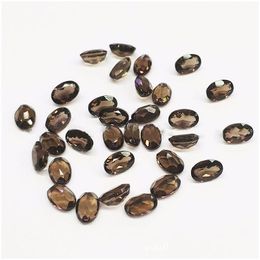 Loose Gemstones Oval Shape 3X5-6X8Mm Trillion Facet Cut High Quality 100% Authentic Natural Smoke Quartz Crystal For Jewelry Dhgarden Dh5Mb