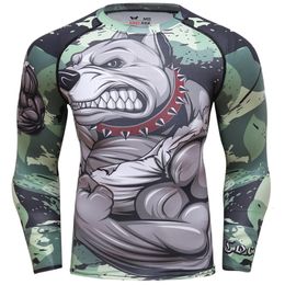 Men's T-Shirts Men's Workout Fitness t-shirt Compression O-Neck Dry Quick T Shirt Animal Prints MMA Rash Guard Male Tights Bodybuilding T-Shirt 230912
