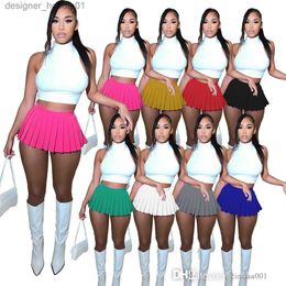 Skirts Skirts Sexy Women Short Skirt Cute Female Pleated Spring And Summer High Waist Solid Colour Mini Clothes Total 25 Colours L230912