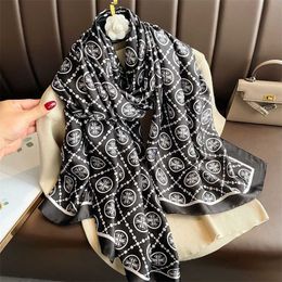 22% OFF scarf New Lijin Forged Long with Corolla Heart Printed Silk Scarf Versatile Luxury Style High Grade Satin Surface and Shawl Overlay