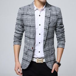 Men's Suits Autumn Business Woollen Slim Fit Suit Jacket Male Large Size Fashion Casual Plaid Colour Personality Dress Blazers Coat